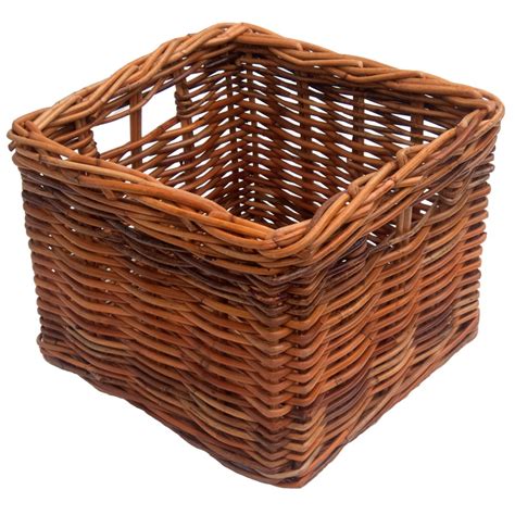 small square wicker baskets.